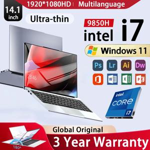 새로운 14.1인치 휴대용 노트북 12GB 2TB 인텔 코어 i7 9850H 윈도우 11 게이밍 컴퓨터 PC 게이머 사무용 노트북 1920*1080 HD 4K