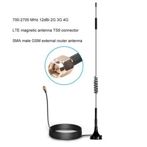 700-2700 MHz 12dBi 2G 3G 4G LTE 자기 안테나 TS9 커넥터 SMA 남성 GSM 외부 라우터 자동차 안테나