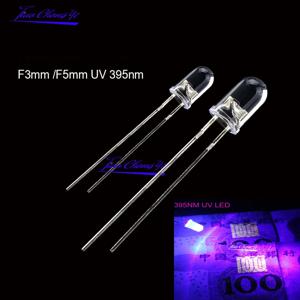 100PCS UV LED 다이오드 DIP 3mm 5mm 다이오드 투명 UV 395nm LED 자외선 울트라 바이올렛 LED 키트
