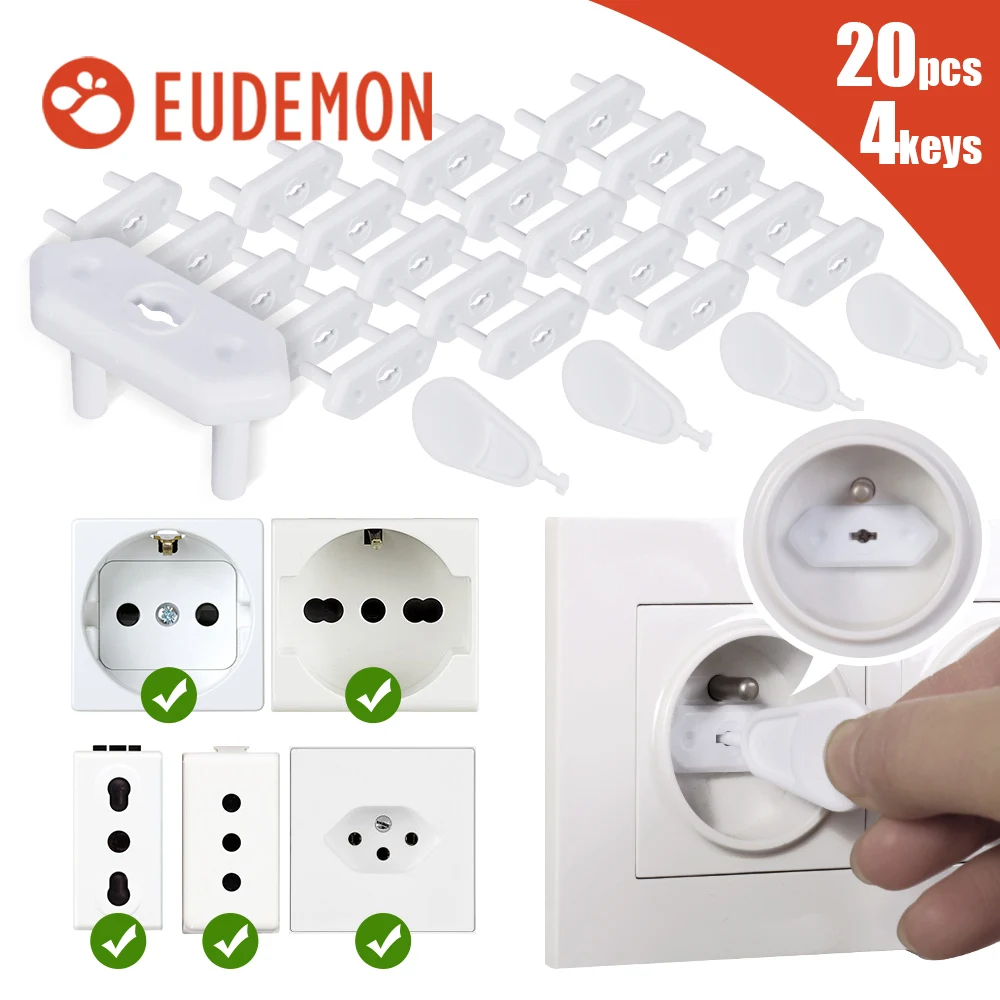 EUDEMON 20pcs 칠레/브라질 EU 범용 전원 소켓 콘센트 플러그 보호 커버 안티 전기 아기 안전 수호자