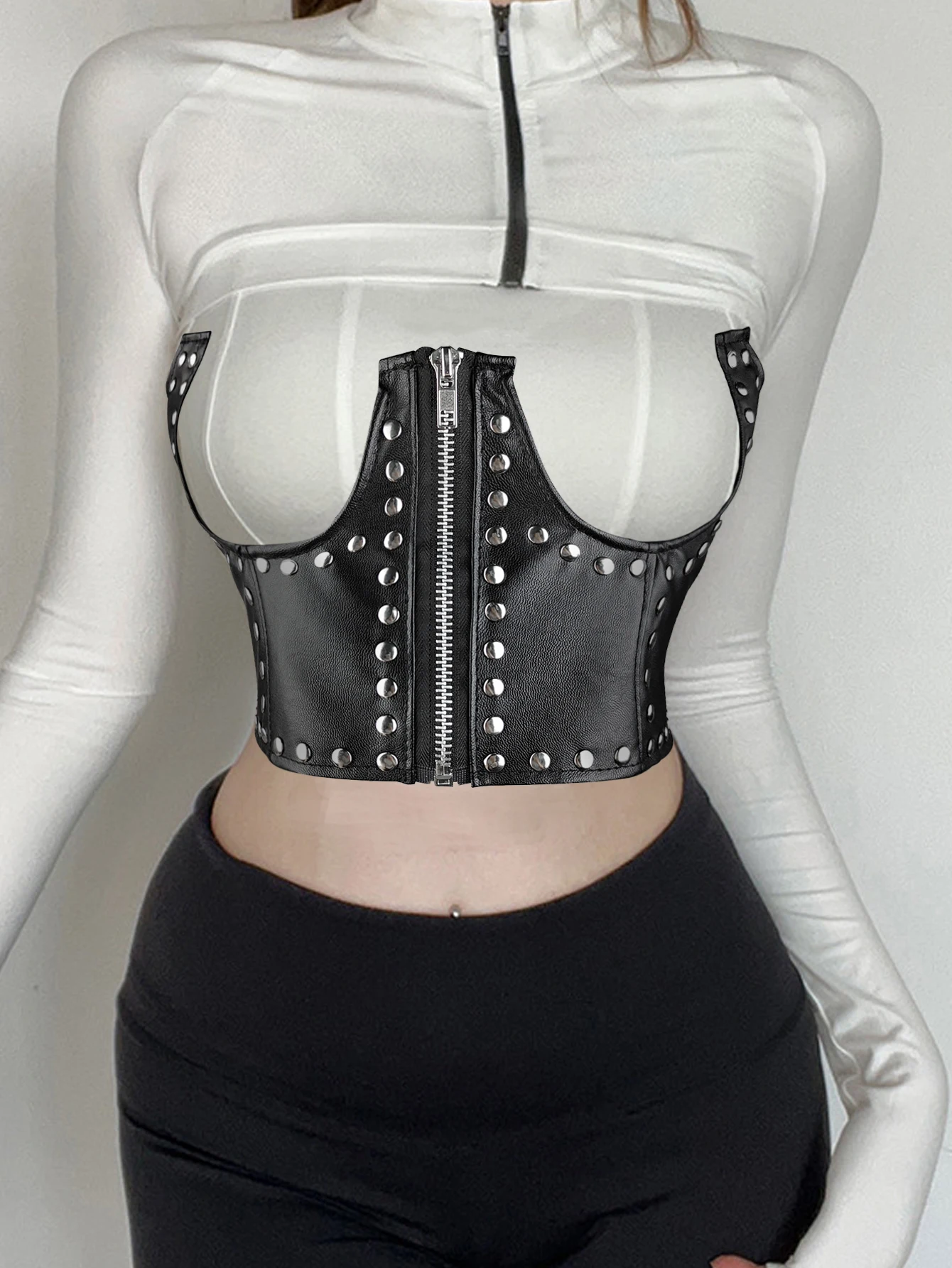 펑크 스타일 리벳 탄성 허리띠 셔츠 드레스 다목적 탄성 여성 장식 넓은 허리 클로저 풀 체인 스타일