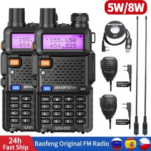 Baofeng UV5R 진정한 8W 휴대용 워키 토키 장거리 VHF/UHF 듀얼 밴드 충전식 양방향 라디오 아마추어 캠핑 사냥