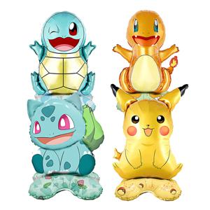 4Pcs 서 포켓몬 풍선 만화 피카추 Squirtle Bulbasaur 그림 호일 Ballon 장식 용품 어린이 생일 파티 선물