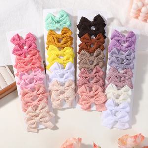 10Pcs 어린이를위한 부드러운 면화 활 헤어 클립 소녀 격자 무늬 디자인 겨울 머리핀 아기 2.5 '미니 Hairgripe 바레트 헤어 액세서리