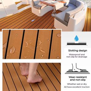 4 가지 색상 2400x450x6mm EVA 자체 접착 폼 보트 바닥재 보트 해양 요트 RV 데크 시트 매트 용 가짜 티크 데크 시트 패드