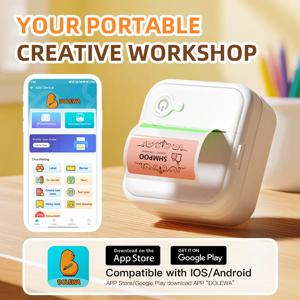 DOLEWA D8 휴대용 미니 프린터 무선 블루투스 잉크리스 스티커 메이커 프린터 태그 가격 기계 사무실 학교 주방용