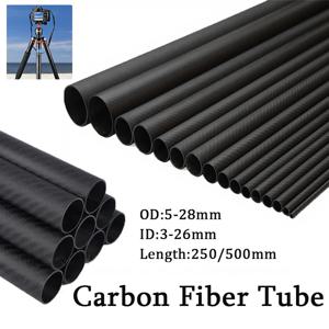 1PCS 3k 풀 카본 파이버 튜브 트윌 하드 파이프 길이 250/500mm 외경 5mm에서 28mm 비행기 드론 부품 DIY 용도