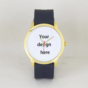 멋진 선물 맞춤형 다이얼 개성 있는 노란색 금색 시계 사진 로고 디자인 쿼츠 합금 케이스 스틸 실리콘 가죽 스트랩