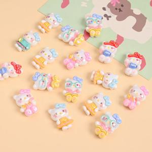 10개입 KT 고양이 레진 비즈 산리오 식품 등급 치발기 평면 비즈 DIY 간호용 씹을 수 있는 비즈 목걸이 유아용 젖꼭지 액세서리