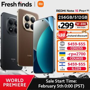 【월드 프리미어】샤오미 레드미 노트 15 프로+ 5G 글로벌 버전 스냅드래곤 ®   7세대 4 NFC 6.83인치 크리스탈레스 AMOLED 디스플레이 6500mAh