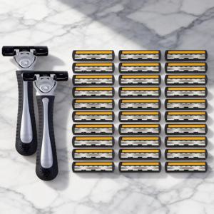 다양한 종류의 스킨 가드 미끄럼 방지 손잡이 교체용 트리플 블레이드 재사용 가능 안전 수동 면도기 (남성용, 면도, 목욕, 여행용)