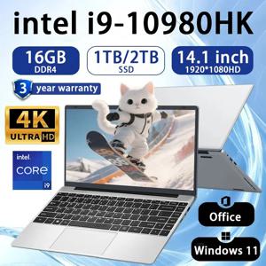 새로운 인텔 코어 i9 10980HK 노트북 14.1인치 16GB 램 2TB SSD 휴대용 게이밍 노트북 윈도우 11 프로 오피스 PC 노트북 컴퓨터