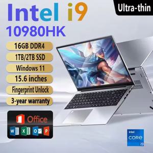 15.6인치 윈도우 11 프로 노트북 인텔 코어 i9-10980HK 16GB 램 1TB SSD 오피스 게이머 스터디 노트북 컴퓨터 PC