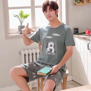여름 코튼 잠옷 캐주얼 잠옷 수면 탑 남성용 반바지 러블리 팬더 프린트 파자마 세트 편안한 멋진 잠옷 2022