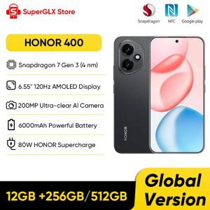 HONOR 400 글로벌 버전 5G 스마트폰 6.55인치 120Hz AMOLED 디스플레이 200MP 듀얼 카메라 스냅드래곤 7 Gen 3 6000mAh 80W 슈퍼차지