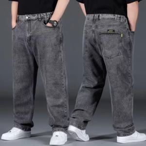 남성용 특대 청바지 남성 청바지 바지 데님 바지 남성용 진 빅 사이즈 헐렁한 Y2k Mens Cargo Black New Wide Leg Trousers