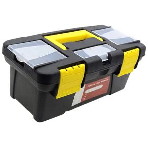 10인치 이중층 도구 보관함, 휴대용 공구 케이스, 2층 플라스틱 공구 상자 보관 케이스