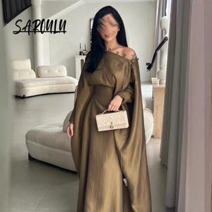 신상품 카프탄 A라인 프롬 가운 고급스러운 아랍 두바이 여성 빈티지 이브닝 드레스 재고 있음 봄 여름 공식 행사복