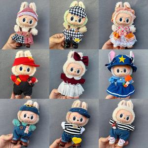 라부부 17cm 라부부 V1 V2 V3 비닐 인형 옷 수제 의상 물방울 무늬 드레스 세트 리본 헤어웨어 고품질 선물