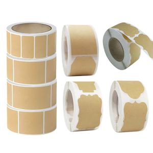 1롤 크래프트 종이 블랭크 이름 작성 가능 자체 접착 씰링 선물 스티커 홈 포장 씰 라벨 직사각형