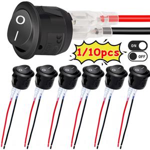 1-10개 20mm 원형 실용 조이스틱 스위치 SPST 2핀 스냅인 온오프 토글 스위치 자동차 RV 보트용 범용 12V