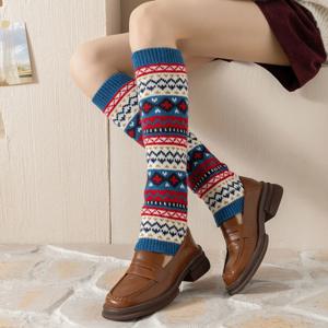 2025년 신상 핫세일 크리스마스 레드 컬리지 스타일 양말 트렌디 개성 문학적 민족풍 두꺼운 레그 커버