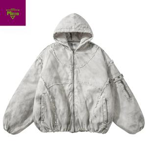 【Mirrordust】빈티지 남성 겨울 재킷 두꺼운 후드 파카 코트 스트리트웨어 힙합 오버사이즈 패딩 재킷 아우터웨어