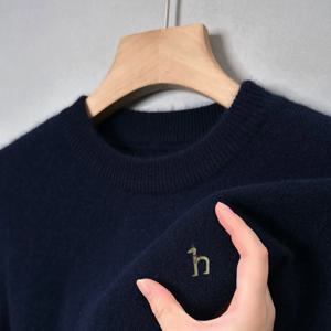 고급 브랜드 남성용 O넥 풀오버 니트웨어 가을 겨울 신상품 단색 강아지 프린트 부드럽고 따뜻한 캐주얼 출퇴근 남성복