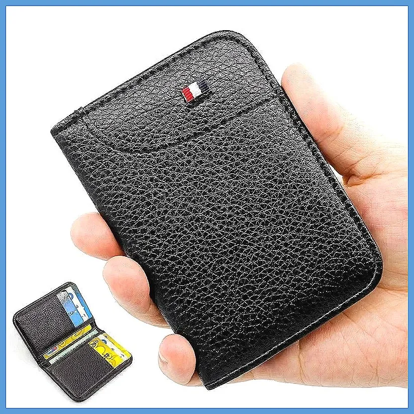 남성용 초박형 PU 미니 지갑, 슬림 휴대용 신용카드 홀더 및 현금 지갑