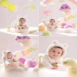 새해 아기 어린이 사진 의상 뱀 테마 백일 사진 소품 스튜디오 아기 첫해 기념 사진