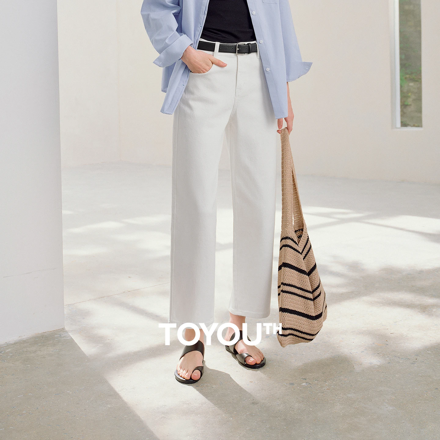 TOYOUTH 여성 청바지 2026 봄 신상 블랙 라벨 라이크라 신축성 있는 화이트 코쿤 바나나 팬츠 배 모양 힙 가리기 팬츠