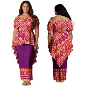 대량 판매 맞춤 여성 의류 알로하 아일랜드 여성 스커트 폴리네시아 부족 디자인 여성 드레스 사모아 푸레타시 드레스