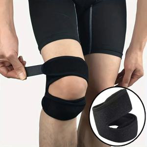 1개 스포츠 무릎 보호대 이중 슬개골 무릎 건 보호 스트랩 브레이스 패드 보호대 오픈형 무릎 랩 밴드 피트니스 남녀 공용