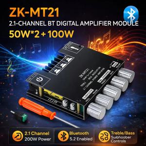 ZK-MT21 2.1채널 블루투스 디지털 파워 앰프 모듈 50W+50W+100W HiFi AUX 블루투스 지원