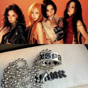 케이팝 핫 걸스 그룹 링 카리나 지젤 윈터 닝닝 앨범 '더티 워크' 동일 스타일 서포트 주변품 목걸이