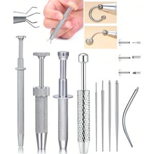 스테인리스 스틸 피어싱 볼 그랩버 툴 키트 - 입술, 코, 귀 연골의 쉽게 설치 및 제거를 위한 바디 피어싱 액세서리