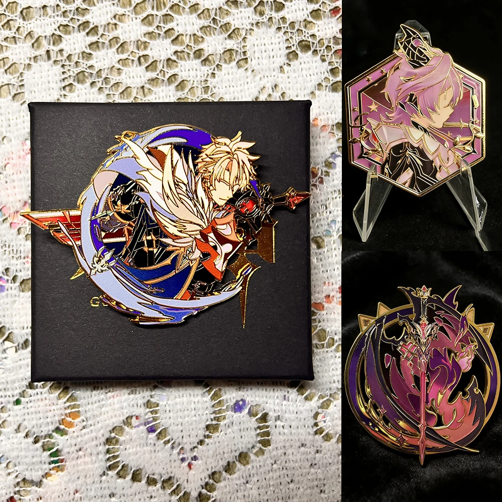 Genshin Impact Varka 배지 코스프레 애니메이션 듀린 의상 핀 Nod-Krai Knight Kawaii 브로치 친구 선물 배낭 장식