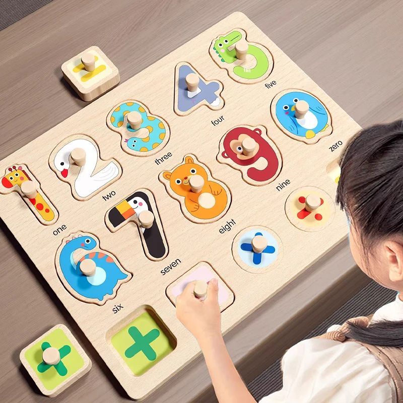 몬테소리 나무 퍼즐 아기 교육 장난감 손 잡아 보드 Tangram 만화 동물 과일 아기를위한 3D 퍼즐 2 3 년