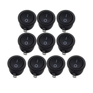 10Pcs SPST 스냅인 ON-Off 2 핀 라운드 스냅 로커 보트 스위치 가전 제품 교체 용 검정색 AC 250V 6A 125V 10A