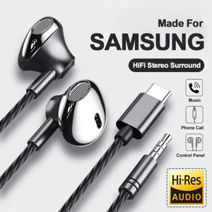 USB 유형 C 헤드폰 HiFi 베이스 스테레오 볼륨 조절 마이크 Galaxy S24 S23 S22 S21 Ultra iPhone 15 Pro Max 용 3.5mm 유선 이어버드