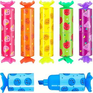6pcs 다채로운 미니 형광펜 캔디 파스텔 형광펜, 귀여운 치즐 팁 마커 펜, 파티 생일 드로잉 포스터 일기