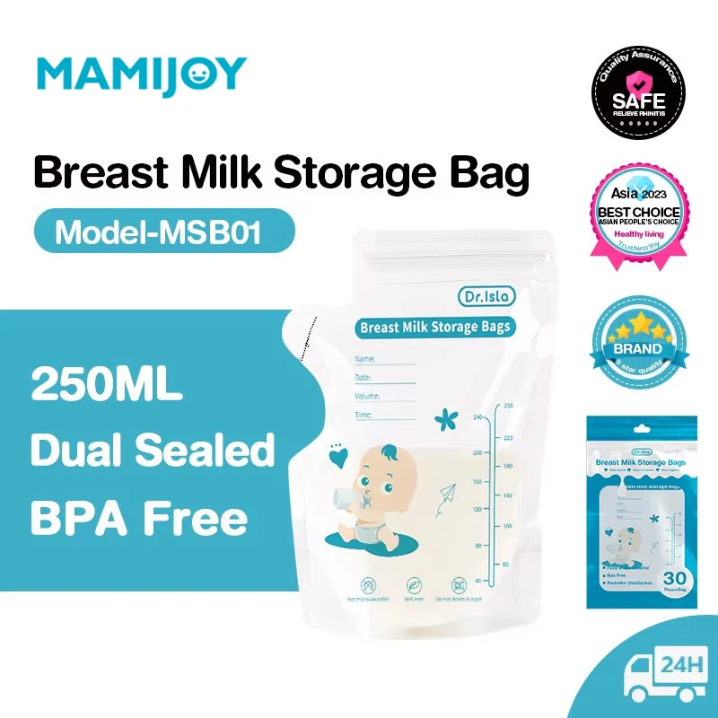 MAMIJOY 250ml/30Pcs 모유 저장 가방 일회용 소용량 냉동 우유 저장 가방 BPA 무료