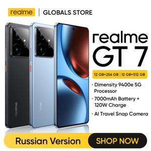 러시아 버전 realme GT 7 5G 스마트폰 디멘시티 9400e 칩셋 7000mAh 배터리 120W 충전 50MP 소니 IMX906 OIS 카메라 NFC