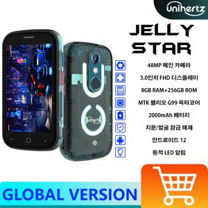 Unihertz Jelly Star, 미니 스마트폰, Android 13, 투명 백쉘 LED 조명, 8GB 256GB, 3인치 휴대폰, 48MP, 2000mAh, 듀얼 나노 SIM