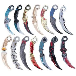 18cm 삶과 죽음 게임 주변기기 회전식 Karambit 합금 모델 골든 드래곤 클로 나이프 안전 야외 전술 칼 완구