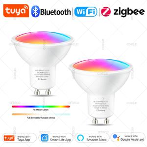 Tuya GU10 LED 전구 WiFi Zigbee Bluetooth, RGB C+W 흰색 조광 가능 램프, 스마트 제어 Led 전구, 음성 Alexa/Google 홈