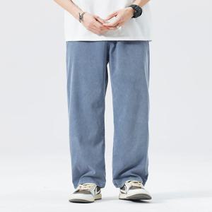 남성 Lyocell 얇은 느슨한 스트레이트 청바지 2025 여름 가을 유행 편안한 통기성 캐주얼 바지 플러스 사이즈 5XL