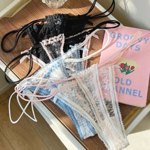 레이스 끈 팬티 여성 레이스 로우 웨이스트 팬티 섹시 시스루 속옷 패션 통기성 G 스트링 여성 속옷 란제리