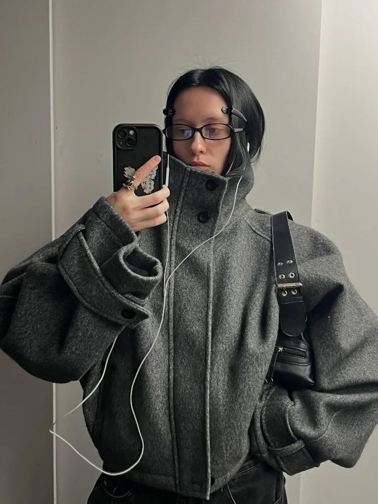 패션 오버사이즈 라펠 수트 재킷 여성 캐주얼 싱글 버튼 포켓 여성 코트 2025 여름 신상 하프 슬리브 재킷 스트릿웨어