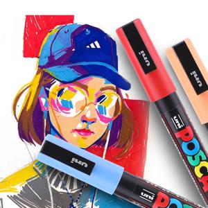 Uni Posca PC-3M 마커 펜 양면 팁이있는 미세 마커, 마커 아크릴 페인트 펜, 미술 용품, 광고 낙서 마커